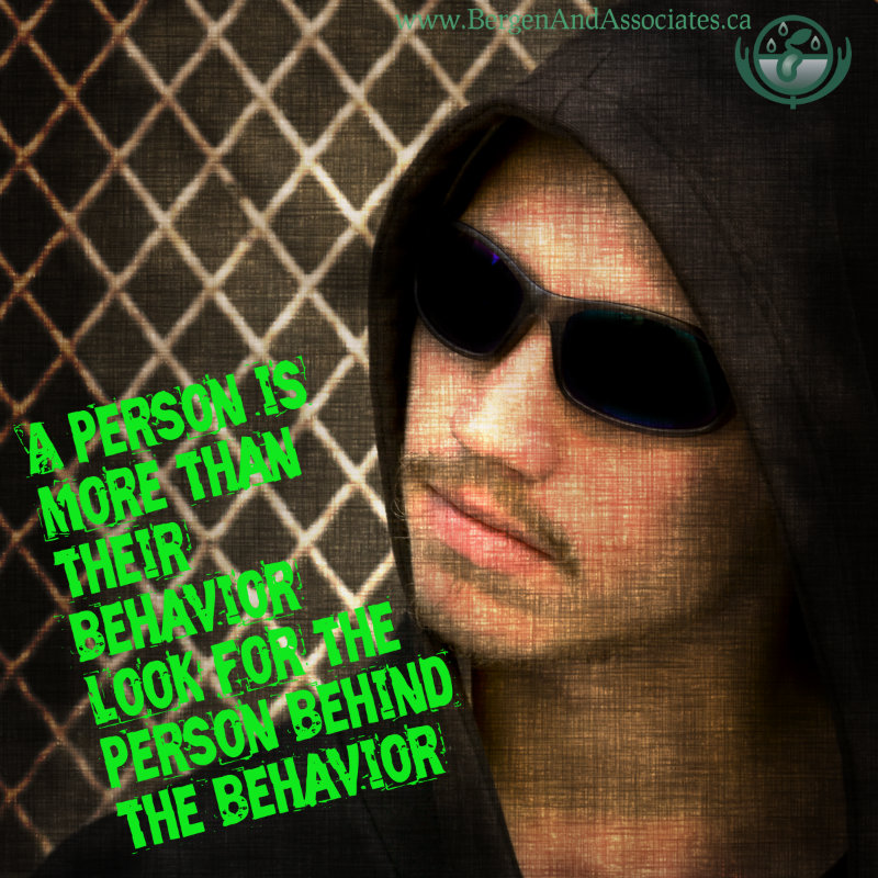 A person is more than their behavior. Look for the person behind the behaviour. Poster by Carolyn Bergen at Bergen and Associates Counselling in Winnipeg